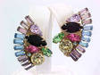 Multiple Color Earrings Different Shaped Stones Vintage