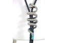 Unusual Snake Slide Bolo Necklace Fangs Turquoise Vintage 3 1/2 Inches